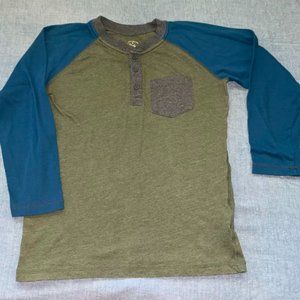 Raglan Style Button/Pocket Long Sleeve Tee